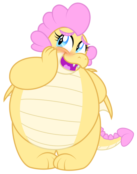 Size: 1600x2025 | Tagged: safe, artist:aleximusprime, derpibooru import, oc, oc:buttercream, oc:buttercream the dragon, dragon, flurry heart's story, bashful, blushing, chubby, cute, daaaaaaaaaaaw, dragoness, dragon oc, female, hand on cheek, heart shaped, image, ocbetes, plump, png, shy