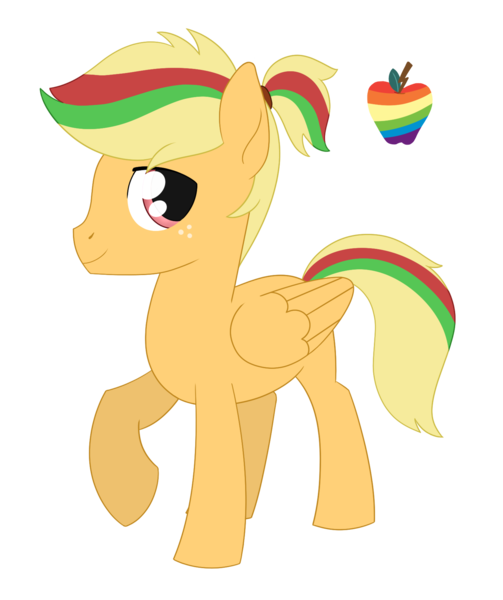 Size: 1481x1767 | Tagged: safe, alternate version, artist:dyonys, derpibooru import, oc, oc:zap apple, pegasus, pony, colt, cutie mark, foal, freckles, image, male, oc army, png, ponytail, simple background, stallion, teenager, transparent background