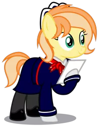 Size: 2490x3170 | Tagged: safe, artist:strategypony, derpibooru import, oc, oc:fruitlines, unofficial characters only, earth pony, pony, clothes, earth pony oc, female, flight attendant, image, mare, png, simple background, socks, stewardess, stockings, thigh highs, transparent background