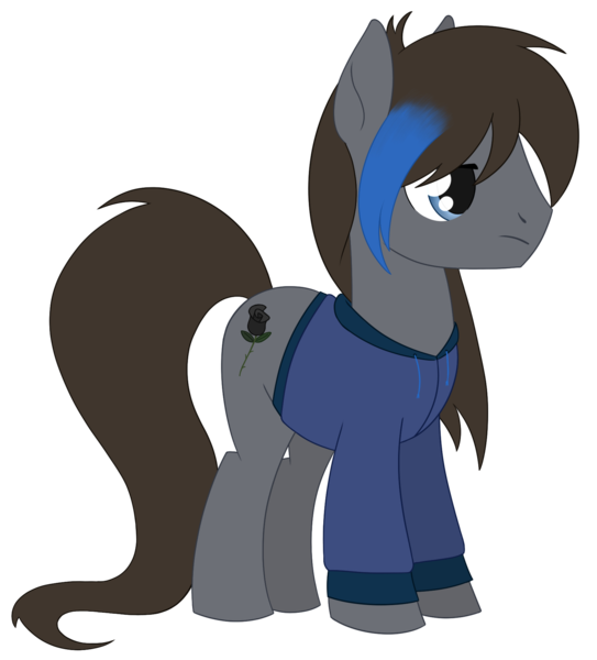 Size: 1672x1849 | Tagged: safe, alternate version, artist:dyonys, derpibooru import, oc, oc:shadow rose, earth pony, pony, clothes, hoodie, image, male, png, simple background, stallion, transparent background