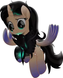 Size: 4412x5416 | Tagged: safe, artist:lincolnbrewsterfan, derpibooru import, oc, oc:true resistance, ponified, unofficial characters only, alicorn, original species, pony, fallout equestria, my little pony: the movie, .svg available, alicorn oc, biker jacket, clothes, cognitum, cognitum alicorn, colored wings, delta pipbuck, eyebrows, female, flying, glow, gradient hooves, gradient wings, gun, handgun, highlights, horn, image, inkscape, jacket, leather jacket, leg guards, looking back, luminescence, mane, mare, movie accurate, pipbuck, pistol, png, reflection, relentless sorrow (psalm's handgun), revolver, shading, shield, simple background, smiling, solo, tail, transparent background, two toned mane, two toned tail, vector, weapon, wings