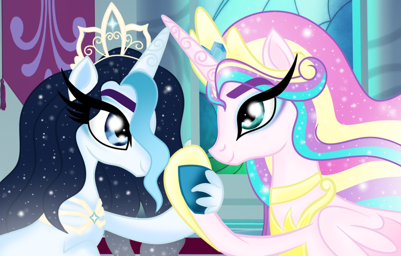 Size: 1024x654 | Tagged: safe, artist:owocrystalcatowo, derpibooru import, oc, oc:crystal heart, oc:yue hoshi, unofficial characters only, alicorn, pony, female, image, mare, offspring, parent:princess cadance, parent:shining armor, parents:shiningcadance, png