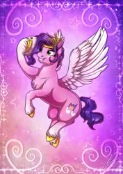 Size: 3508x4961 | Tagged: safe, artist:lupiarts, derpibooru import, pipp, pipp petals, pegasus, pony, my little pony: a new generation, absurd resolution, chest fluff, digital art, drawing, fanart, female, flying, g5, image, jpeg, phone, pipp is short, poster, selfie, smiling, solo, solo female, spread wings, wings