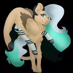 Size: 1500x1500 | Tagged: safe, artist:teonnakatztkgs, derpibooru import, oc, unofficial characters only, pegasus, pony, black background, image, jpeg, makeup, pegasus oc, simple background, smiling, solo, two toned mane, wings