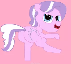 Size: 1356x1208 | Tagged: suggestive, artist:coltfan97, derpibooru import, diamond tiara, earth pony, pony, 1000 hours in ms paint, butt, diamond buttiara, image, large butt, looking back, pink background, png, simple background