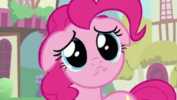 Size: 1280x720 | Tagged: safe, derpibooru import, screencap, pinkie pie, earth pony, pony, a friend in deed, cute, daaaaaaaaaaaw, diapinkes, dilated pupils, female, image, mare, png, puppy dog eyes, puppy pie, sad, sadorable, solo