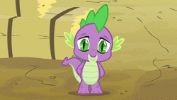 Size: 1280x720 | Tagged: safe, derpibooru import, edit, edited screencap, fifteen.ai, screencap, sound edit, applejack, spike, dragon, earth pony, pony, season 3, spike at your service, animated, duo, female, image, male, mare, marriage proposal, sound, webm