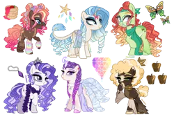 Size: 1024x692 | Tagged: safe, artist:marihht, derpibooru import, oc, unofficial characters only, earth pony, pony, unicorn, base used, choker, clothes, colored hooves, feather boa, female, glasses, image, jewelry, leg warmers, leonine tail, mare, offspring, parent:applejack, parent:big macintosh, parent:cheese sandwich, parent:fancypants, parent:pinkie pie, parent:princess cadance, parent:princess skystar, parent:rarity, parent:tree hugger, parent:trouble shoes, parent:troubleshoes clyde, parents:cheesepie, parents:raridance, parents:raripants, parents:skyity, parents:treemac, parents:troublejack, png, scarf, simple background, tail, tiara, transparent background, unshorn fetlocks