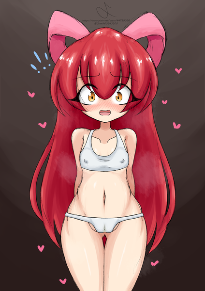 Size: 2480x3507 | Tagged: suggestive, artist:jennifermabel, banned from derpibooru, apple bloom, human, belly button, blushing, clothes, female, heart, humanized, image, lolicon, panties, png, surprised, underage, underwear