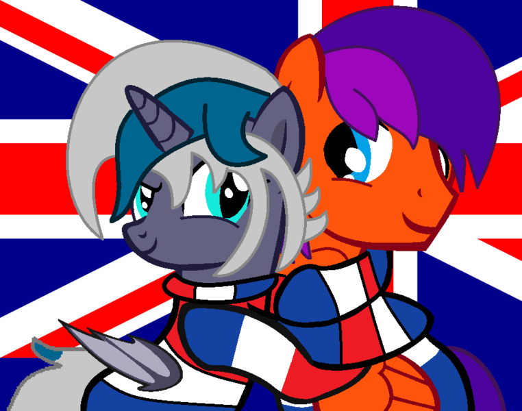 Size: 934x735 | Tagged: safe, artist:jadeharmony, artist:tech-kitten, derpibooru import, oc, oc:elizabat stormfeather, oc:jaden the pegasus, alicorn, bat pony, bat pony alicorn, pegasus, pony, alicorn oc, australia, australia day, australian, base used, bat pony oc, bat wings, clothes, duo, female, flag, horn, hug, image, looking at each other, looking at someone, male, mare, png, scar, socks, stallion, striped socks, sweater, wings