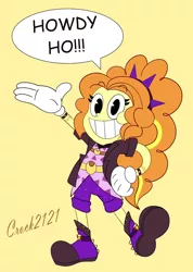 Size: 1280x1793 | Tagged: safe, artist:crock2121, derpibooru import, adagio dazzle, sunset shimmer, equestria girls, equestria girls series, sunset's backstage pass!, spoiler:eqg series (season 2), clothes, cuphead, female, image, jpeg, music festival outfit, simple background, solo, style emulation