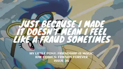 Size: 1280x720 | Tagged: safe, derpibooru import, edit, editor:quoterific, idw, rainbow dash, soarin', pegasus, pony, friends forever, spoiler:comic, duo, female, goggles, image, imposter syndrome, jpeg, male, mare, open mouth, open smile, smiling, spread wings, stallion, text, wings