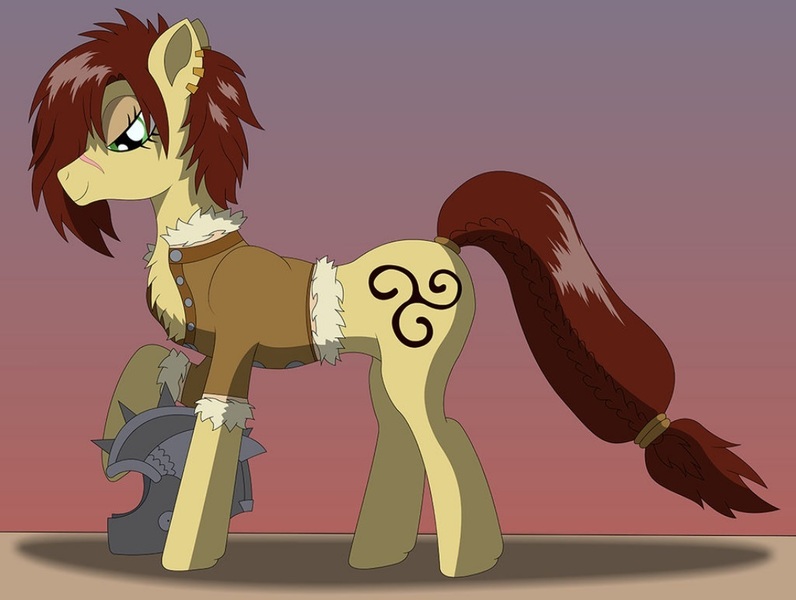 Size: 1098x828 | Tagged: safe, artist:a-guy-from-earth, derpibooru import, steela oresdotter, earth pony, pony, clothes, female, image, jpeg, mare, mighty helm, scar, solo