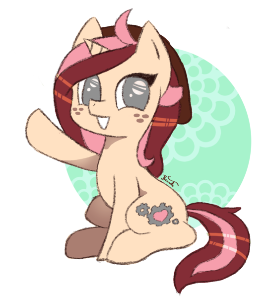 Size: 1265x1391 | Tagged: safe, artist:binidi, derpibooru import, oc, unofficial characters only, pony, unicorn, freckles, grin, horn, image, png, raised hoof, simple background, smiling, solo, transparent background, unicorn oc