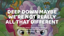 Size: 1280x720 | Tagged: safe, derpibooru import, edit, editor:quoterific, idw, apple bloom, diamond tiara, scootaloo, silver spoon, snails, snips, sweetie belle, earth pony, pegasus, pony, unicorn, apple bloom's bow, bow, colt, cutie mark crusaders, don't you forget about us, eyes closed, female, filly, foal, hair bow, image, jpeg, male, open mouth, open smile, smiling, text