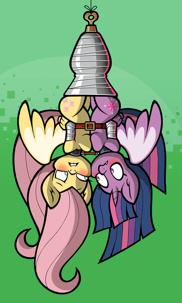 Size: 1143x1898 | Tagged: questionable, artist:toonbat, derpibooru import, part of a set, fluttershy, twilight sparkle, anthro, arm behind back, belt, blushing, bondage, bound together, breast squish, breasts, busty fluttershy, busty twilight sparkle, do not want, female, femsub, fluttersub, hanging, hanging upside down, image, lesbian, mummification, nonconsensual, png, shipping, submissive, symmetrical docking, tape, tape bondage, toonbat's wrapped pony collection, twishy, twisub, upside down