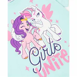 Size: 1500x1500 | Tagged: safe, derpibooru import, official, pipp petals, zipp storm, pegasus, pony, my little pony: a new generation, clothes, g5, image, jpeg, looking at you, merchandise, one eye closed, printed, raised hoof, shirt, t-shirt, wings, wink, winking at you