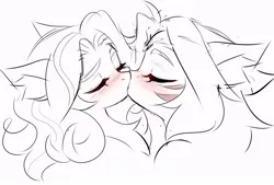Size: 840x567 | Tagged: artist needed, suggestive, derpibooru import, oc, oc:crimm harmony, oc:kiri, unofficial characters only, pegasus, pony, blushing, duo, female, females only, image, jpeg, kissing, lesbian, love, making out, mare, sexy, sketch