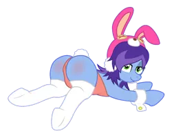 Size: 1280x1024 | Tagged: suggestive, artist:momoiro-kun, derpibooru import, oc, oc:cher nobyl, anus cameltoe, bunny suit, clothes, image, png, simple background, transparent background