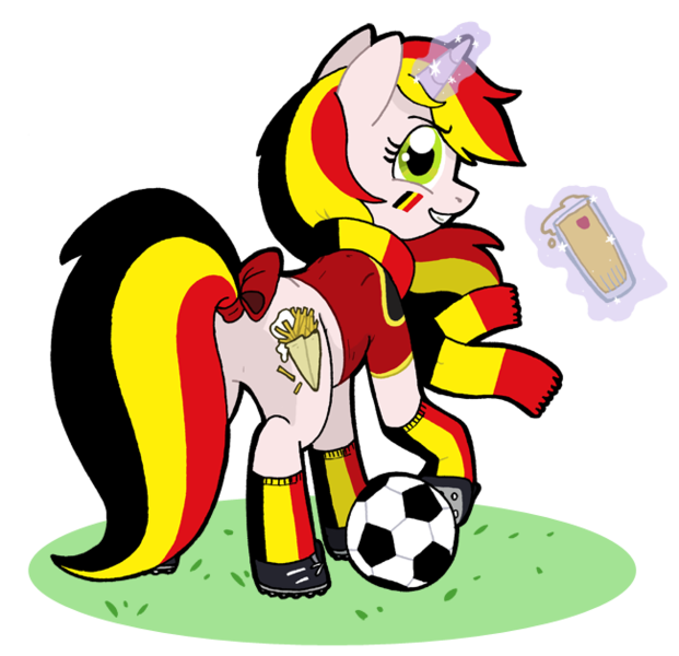 Size: 650x628 | Tagged: safe, artist:kiguren, derpibooru import, oc, unofficial characters only, pony, belgium, football, image, png, simple background, solo, sports, transparent background