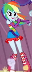 Size: 1920x4241 | Tagged: safe, artist:charliexe, derpibooru import, edit, rainbow dash, rarity, equestria girls, belt, boots, clothes, cropped, cute, cutie mark, cutie mark on clothes, dashabetes, fall formal outfits, female, fingerless gloves, gloves, image, jpeg, male, microphone, offscreen character, open mouth, open smile, shoes, sleeveless, smiling, solo focus