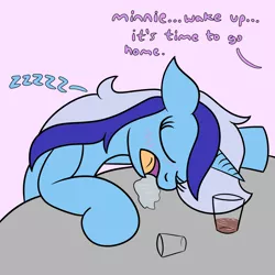 Size: 2000x2000 | Tagged: safe, artist:dafiltafish, derpibooru import, part of a set, minuette, pony, unicorn, drunk, female, image, implied berry punch, mare, onomatopoeia, png, sleeping, solo, sound effects, zzz