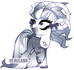 Size: 1280x1220 | Tagged: safe, artist:herusann, derpibooru import, oc, unofficial characters only, pony, base used, bow, eyelashes, female, hair bow, hoof polish, horns, image, looking up, makeup, mare, png, simple background, solo, transparent background