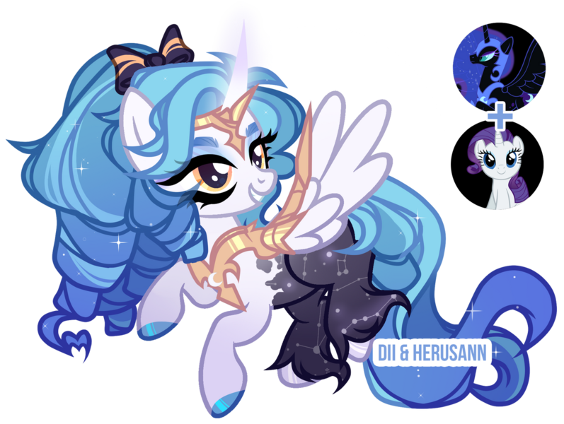 Size: 1280x964 | Tagged: safe, artist:herusann, derpibooru import, nightmare moon, princess luna, rarity, oc, unofficial characters only, pony, base used, clothes, eyelashes, female, hoof polish, image, magical lesbian spawn, makeup, mare, offspring, parent:nightmare moon, parent:rarity, png, simple background, transparent background