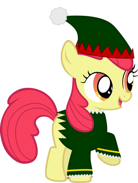 Size: 6000x7928 | Tagged: safe, artist:sakatagintoki117, derpibooru import, apple bloom, earth pony, pony, the show stoppers, christmas, elf costume, female, filly, foal, holiday, image, png, simple background, solo, transparent background, vector