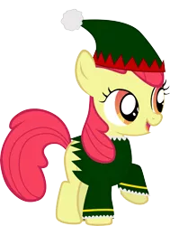 Size: 6000x7928 | Tagged: safe, artist:sakatagintoki117, derpibooru import, apple bloom, earth pony, pony, the show stoppers, christmas, elf costume, female, filly, foal, holiday, image, png, simple background, solo, transparent background, vector
