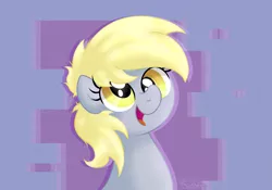 Size: 2977x2079 | Tagged: safe, artist:background basset, derpibooru import, derpy hooves, pegasus, pony, abstract background, bust, happy, image, open mouth, png, solo