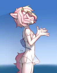 Size: 3143x4000 | Tagged: safe, artist:azaani, derpibooru import, oc, anthro, earth pony, hybrid, original species, anthro oc, clothes, earth pony oc, female, horn, horns, image, png, solo, swimsuit