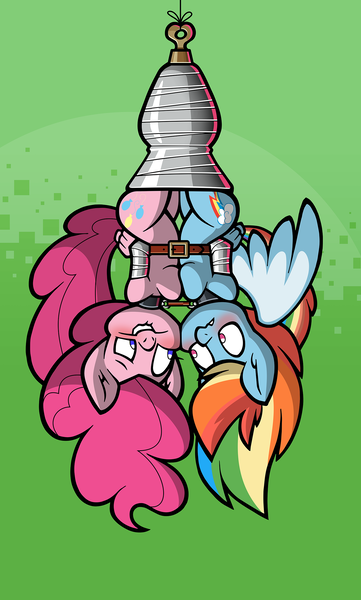 Size: 1429x2373 | Tagged: questionable, artist:toonbat, derpibooru import, part of a set, pinkie pie, rainbow dash, anthro, arm behind back, belt, blushing, bondage, bound together, breast squish, breasts, busty pinkie pie, busty rainbow dash, cheek to cheek, collar, dashsub, female, femsub, hanging, hanging upside down, image, lesbian, linked collars, nonconsensual, pinkiedash, pinkiesub, png, shipping, submissive, symmetrical docking, tape, tape bondage, toonbat's wrapped pony collection, upside down, varying degrees of want