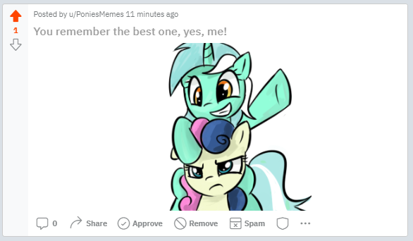 Size: 586x342 | Tagged: safe, artist:bambooharvester, artist:poniesmemes, derpibooru import, bon bon, lyra heartstrings, sweetie drops, earth pony, unicorn, derpibooru exclusive, female, image, lesbian, lyrabon, me, png, reddit, screenshots, shipping, subreddit