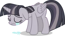 Size: 4000x2261 | Tagged: safe, artist:luckreza8, artist:wardex101, derpibooru import, edit, twilight sparkle, twilight sparkle (alicorn), alicorn, pony, fame and misfortune, crying, depressed, discorded, discorded twilight, eyes closed, female, floppy ears, folded wings, high res, horn, image, lonely, mare, png, sad, shadow, simple background, solo, sorrow, standing, tail, transparent background, vector, wings