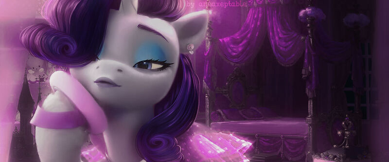 Size: 1280x532 | Tagged: safe, artist:annaxeptable, derpibooru import, rarity, pony, unicorn, bedroom, female, g4 to g5, g5, g5 movie accurate, image, jpeg, makeup, mare