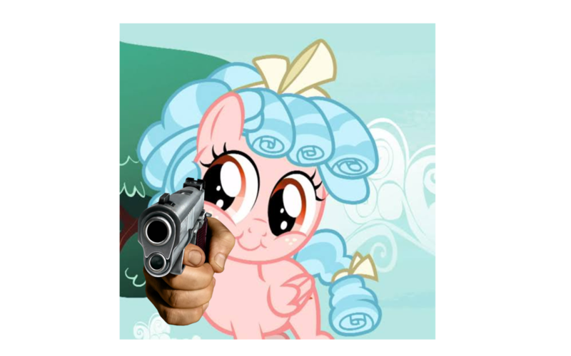 Size: 4000x2500 | Tagged: safe, derpibooru import, edit, edited screencap, screencap, cozy glow, human, pegasus, pony, marks for effort, season 8, spoiler:s08, blue sky, bow, cloud, cozy glow's bow, cozybetes, cute, female, filly, foal, folded wings, freckles, grimdark description, grotesque description, gun, hair bow, image, irl, irl hand, photo, png, pointing at you, pure concentrated unfiltered evil of the utmost potency, pure unfiltered evil, sky, small wings, smiling, solo, solo female, tree, weapon, wide eyes, wings