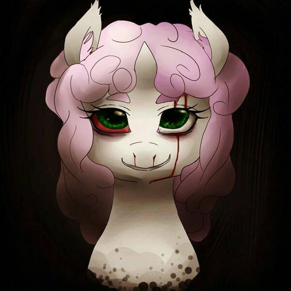 Size: 827x827 | Tagged: grimdark, artist:nitrogenesis, derpibooru import, sweetie belle, blood, image, jpeg, solo