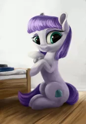 Size: 2206x3170 | Tagged: safe, artist:flusanix, derpibooru import, maud pie, earth pony, pony, bed, female, heart, image, mare, png, rock, sitting, smiling, solo, when she smiles