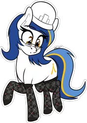 Size: 1049x1481 | Tagged: safe, artist:seafooddinner, derpibooru import, oc, oc:ulapone, earth pony, pony, clothes, cute, female, glasses, hard hat, hat, image, png, raised hoof, simple background, sock, solo, transparent background