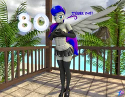 Size: 2779x2160 | Tagged: suggestive, artist:rainsstudio, derpibooru import, oc, oc:black rain, unofficial characters only, alicorn, anthro, plantigrade anthro, 3d, alicorn oc, big breasts, breasts, choker, clothes, evening gloves, female, gloves, high heels, horn, image, latex, long gloves, looking at you, nexgen, png, rule 63, shoes, skirt, smiling, socks, solo, solo female, source filmmaker, spread wings, stockings, thigh highs, wings
