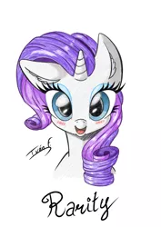 Size: 2481x3508 | Tagged: safe, artist:memprices, derpibooru import, rarity, pony, unicorn, bust, female, front view, high res, image, looking at you, mare, pencil, png, portrait, simple background, white background
