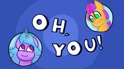 Size: 3860x2160 | Tagged: safe, artist:llamalauncher, derpibooru import, izzy moonbow, sunny starscout, earth pony, pony, unicorn, my little pony: a new generation, duo, female, g5, image, meme, oh you, png, ponified meme