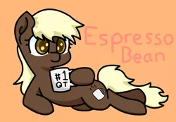 Size: 2896x2000 | Tagged: safe, artist:exoticeon, derpibooru import, oc, oc:espresso bean, unofficial characters only, earth pony, pony, coffee cup, cup, cute, earth pony oc, female, hoof hold, image, png, simple background, solo