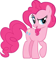 Size: 2385x2515 | Tagged: safe, artist:freak0uo, derpibooru import, pinkie pie, earth pony, pony, .svg available, female, full body, high res, hooves, image, mare, open mouth, open smile, pink mane, pink tail, png, raised eyebrow, raised hoof, simple background, smiling, solo, standing, tail, transparent background, vector