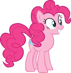 Size: 2421x2478 | Tagged: safe, artist:freak0uo, derpibooru import, pinkie pie, earth pony, pony, .svg available, blue eyes, female, full body, grin, high res, hooves, image, mare, pink mane, pink tail, png, simple background, smiling, solo, standing, tail, transparent background, vector