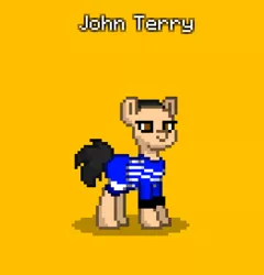 Size: 419x436 | Tagged: safe, derpibooru import, ponified, earth pony, pony, pony town, brown eyes, chelsea london, fooballer, football, full body, hooves, image, john terry, png, shadow, simple background, solo, sports, standing, yellow background