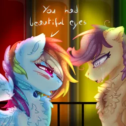 Size: 1000x1000 | Tagged: grimdark, artist:spectrasus, derpibooru import, rainbow dash, scootaloo, pegasus, pony, fanfic:rainbow factory, blood, crying, fanfic art, female, image, mare, png, rainbow factory dash