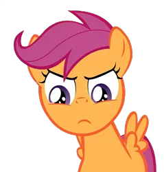 Size: 1146x1200 | Tagged: safe, artist:jan, derpibooru import, edit, edited screencap, screencap, scootaloo, pegasus, pony, ask the crusaders, background removed, female, filly, foal, image, not a vector, png, scootaloo is not amused, simple background, solo, transparent background, unamused
