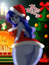 Size: 2257x3000 | Tagged: suggestive, artist:danielitamlp, derpibooru import, edit, part of a set, princess luna, human, equestria girls, 2021, ass, breasts, busty princess luna, butt, christmas, christmas 2021, christmas lights, christmas stocking, christmas tree, clothes, costume, female, half naked, hat, holiday, image, imminent sex, jpeg, looking at you, looking back, looking back at you, moonbutt, nudity, partial nudity, ribbon, santa costume, santa hat, solo, solo female, stupid sexy princess luna, stupid sexy vice principal luna, tree, vice principal luna